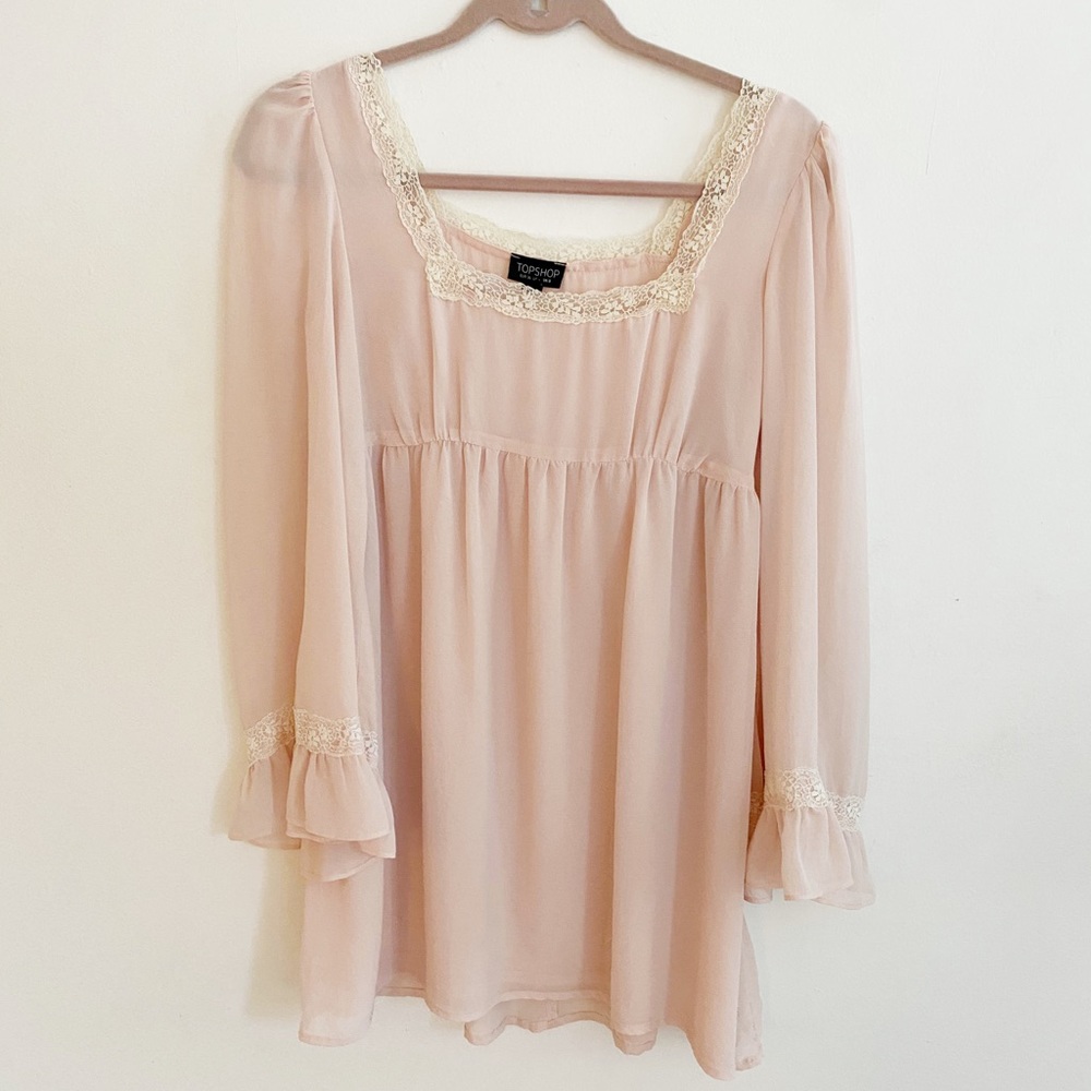 Topshop Baby Doll Pale Pink Mini Dress
